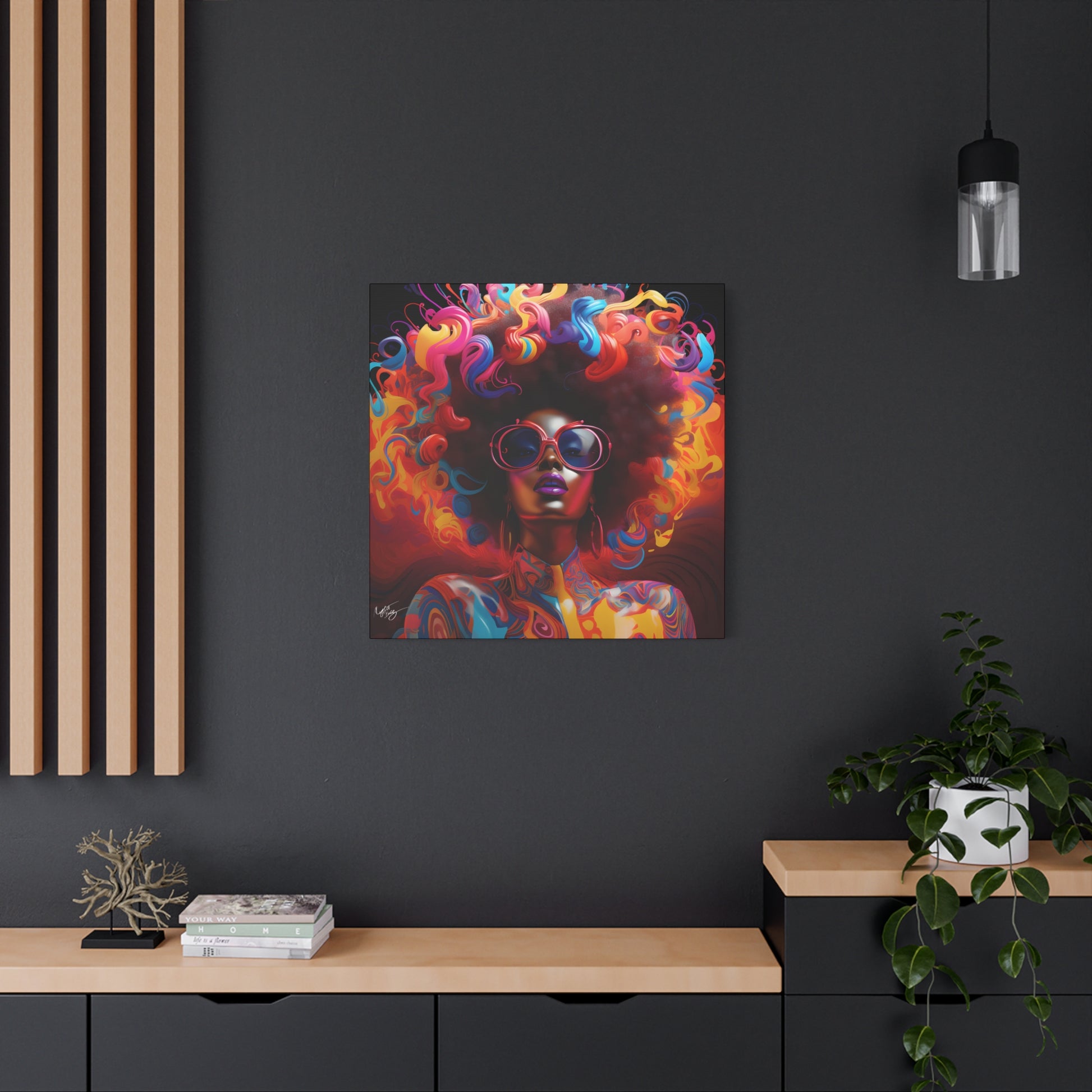 Groovy Summer Black Woman Psychedelic Themed Artwork Canvas Wall Print - Xtreme Shopper