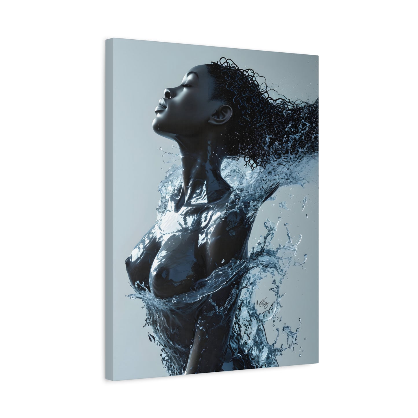 Moisturized and Unbothered Afrocentric Black Woman Art Canvas Wall Print