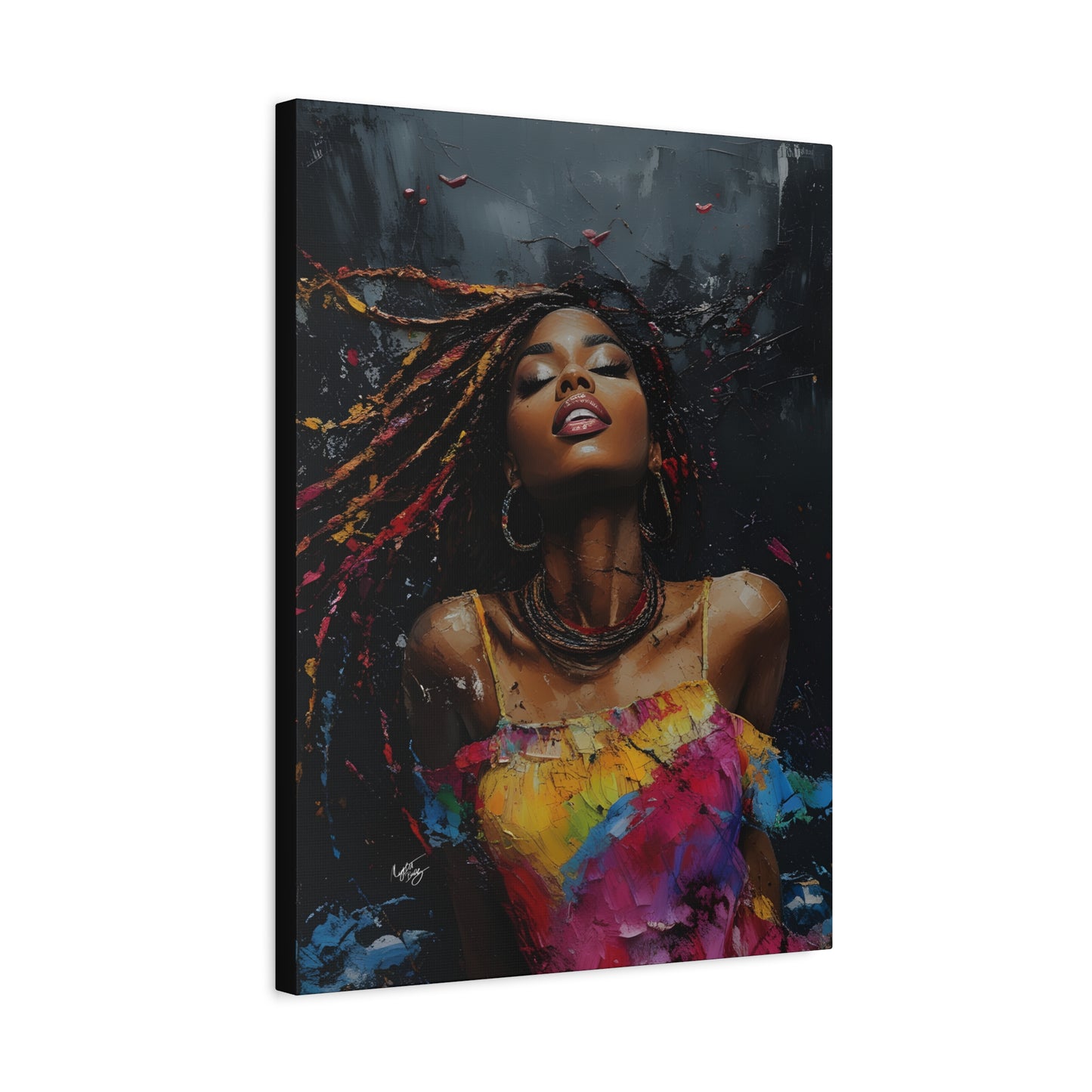 Euphoria Afrocentric Black Woman Abstract Art Canvas Wall Print