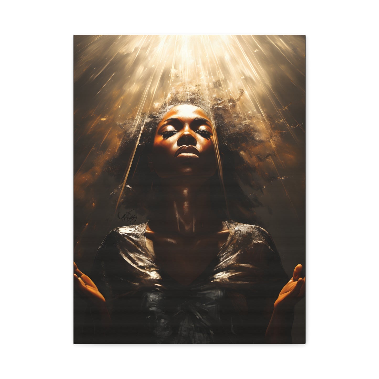 Give Me Strength Afrocentric Black Woman Inspirational Spiritual Art Canvas Wall Print