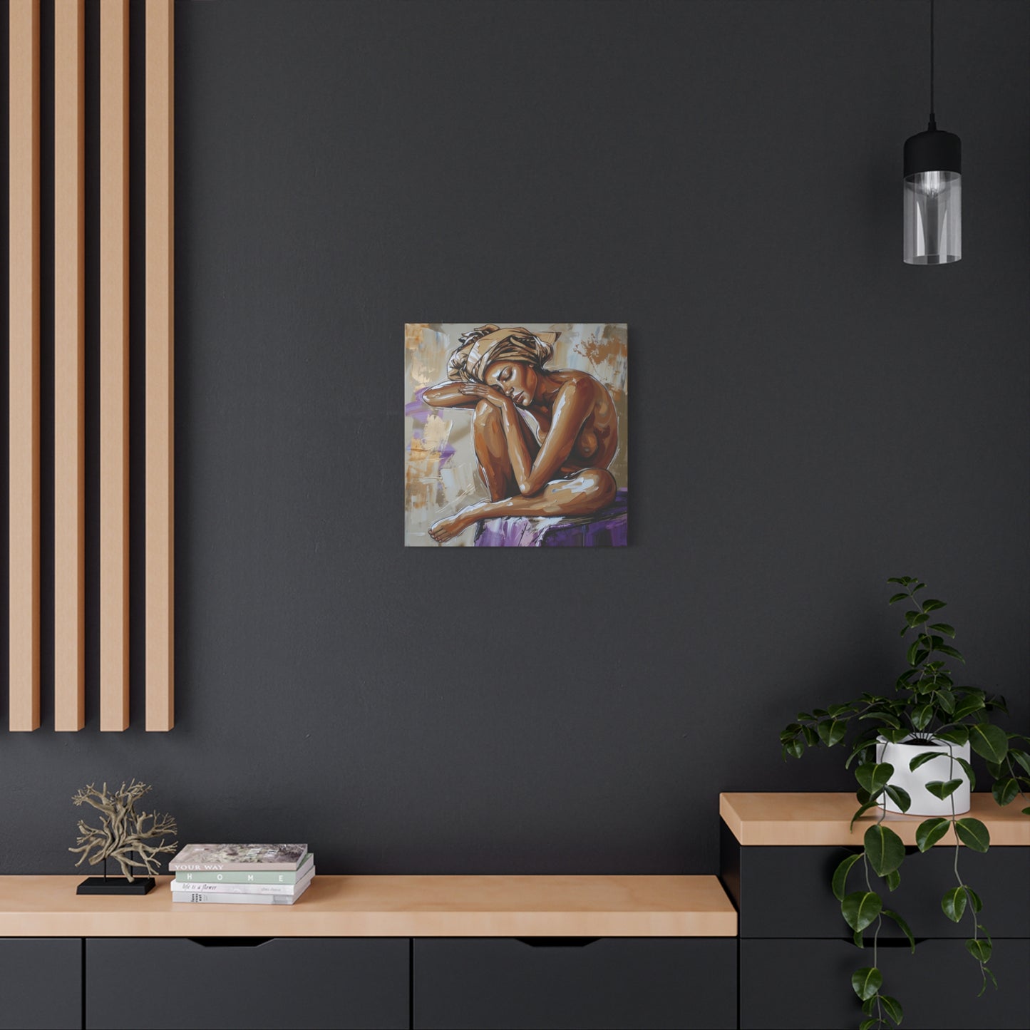Home Alone Black Woman Art Canvas Wall Print