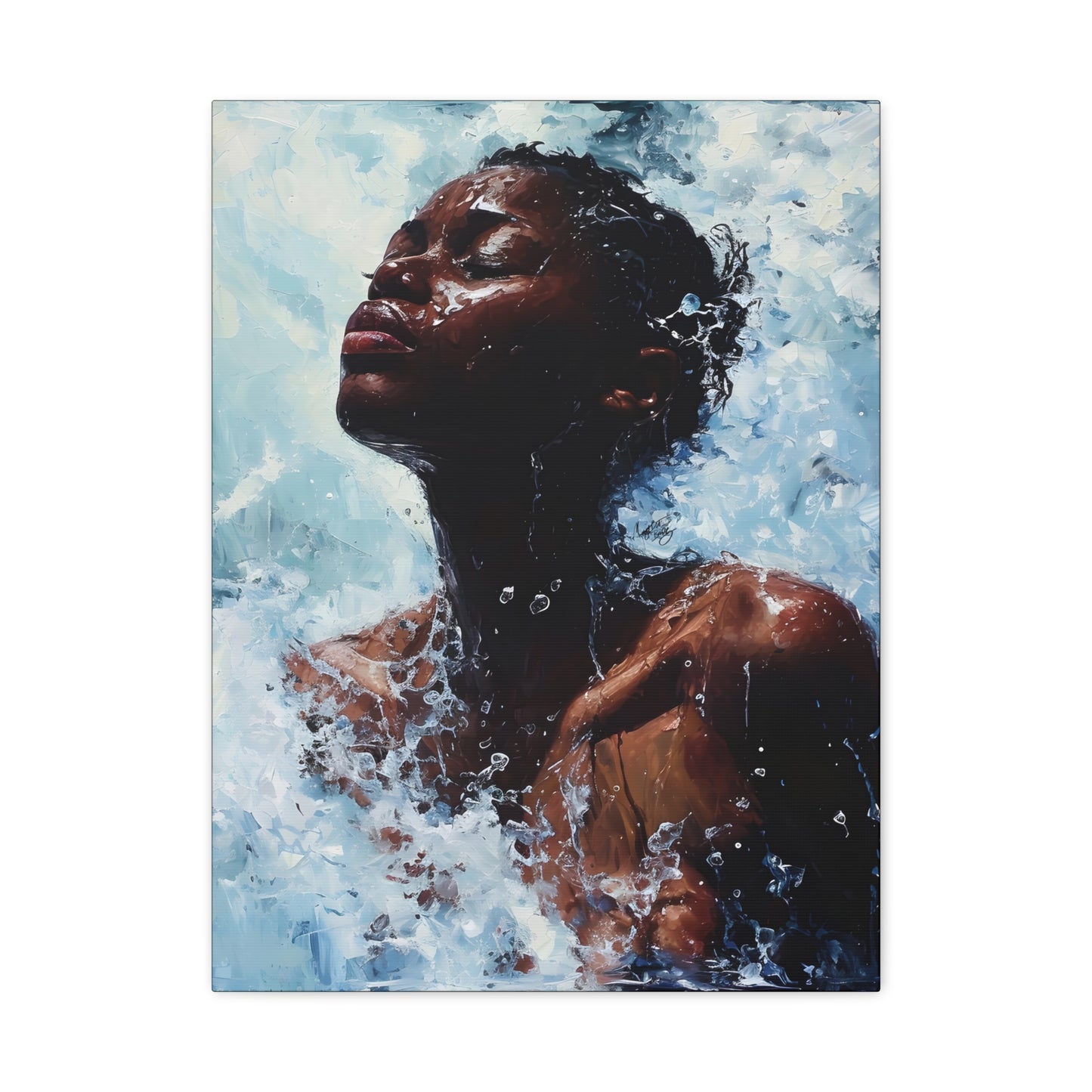 Refreshed Afrocentric Black Woman Art Canvas Wall Print