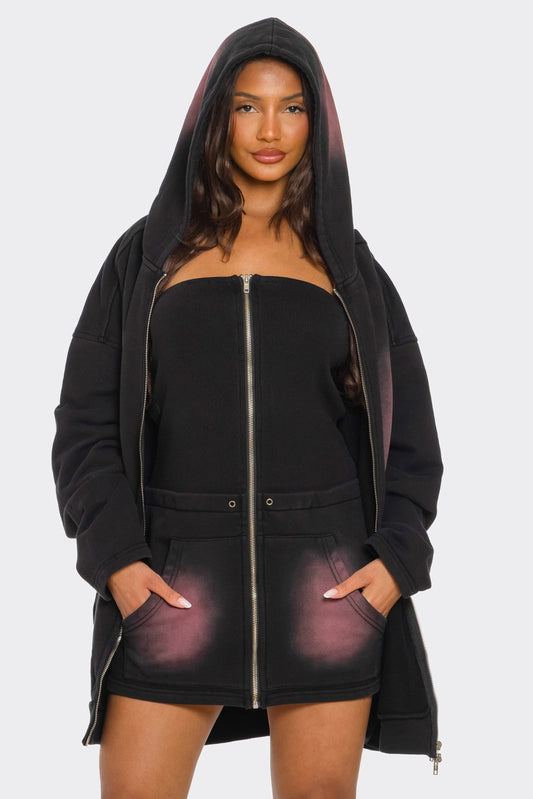 Oversized Ombre Hoodie and Mini Dress Set