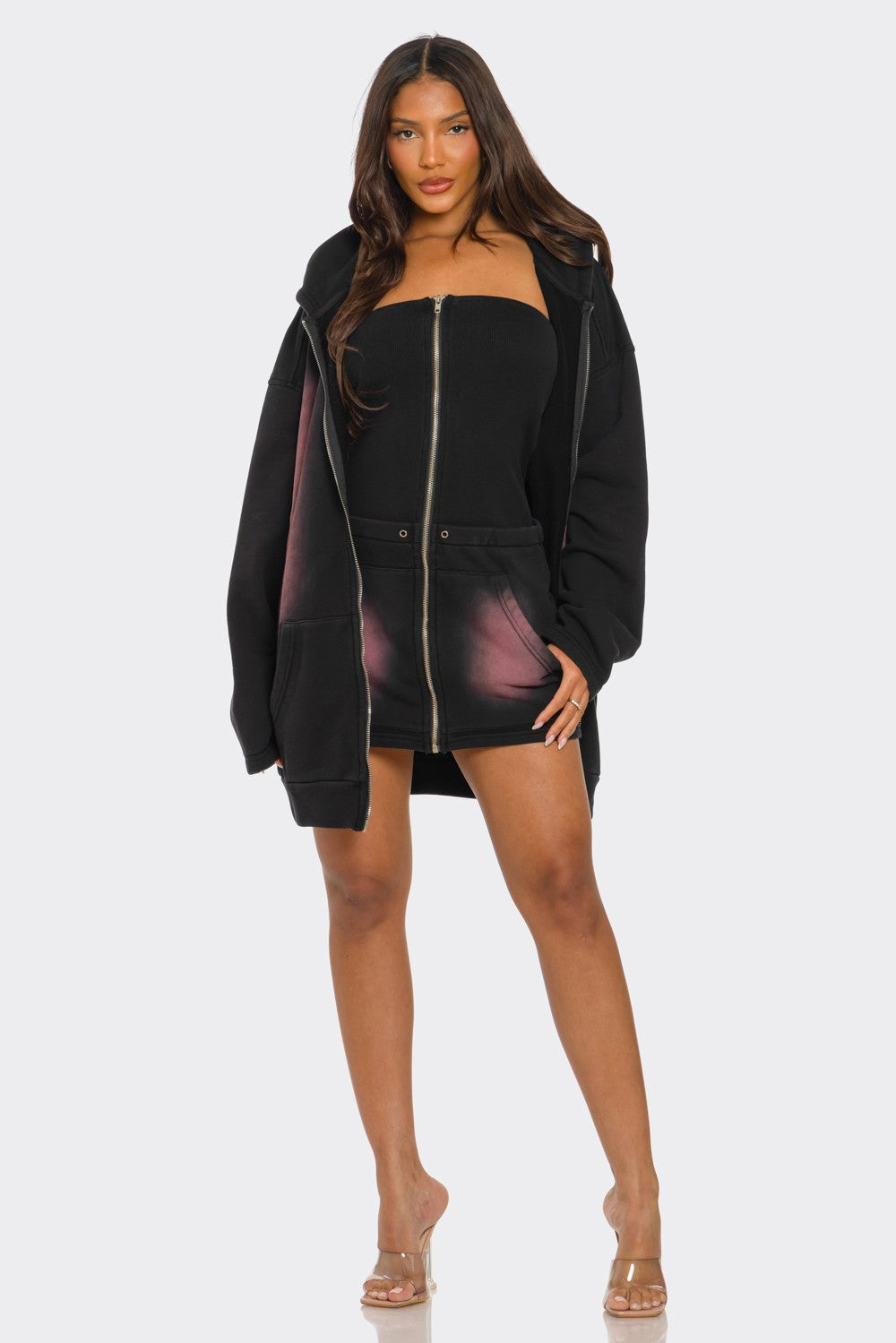 Oversized Ombre Hoodie and Mini Dress Set