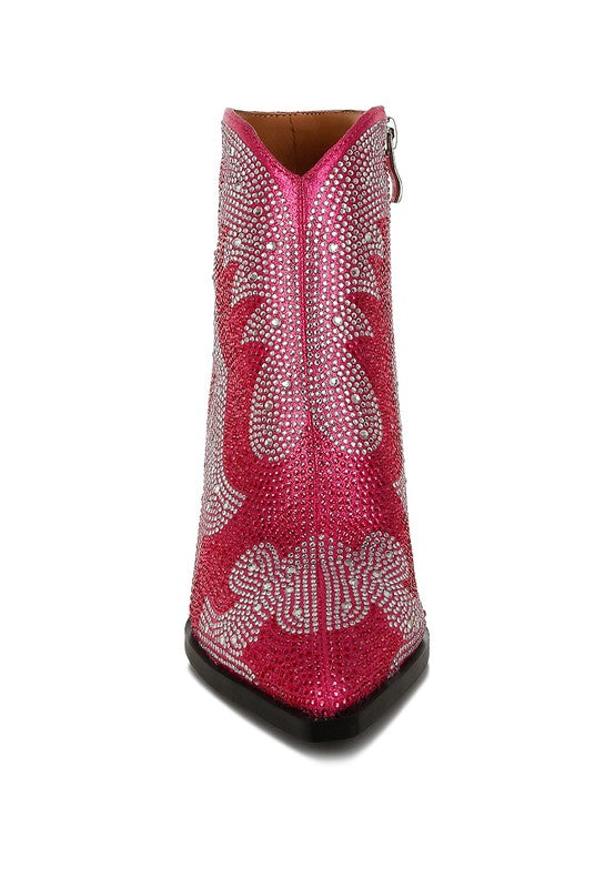 Mugler Rhinestones Embellished Western Ankle Boots - Xtreme Shopper