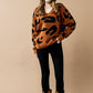 Plus Fuzzy Mohair Jacquard V-Neck Leopard Sweater - Xtreme Shopper