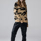 Plus Fuzzy Mohair Jacquard V-Neck Leopard Sweater - Xtreme Shopper