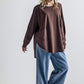 Plus Size Boho Comfy Oversized Round Side Slit Contrast Top - Xtreme Shopper