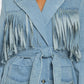 Fringed Denim Trench Coat