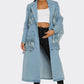 Fringed Denim Trench Coat