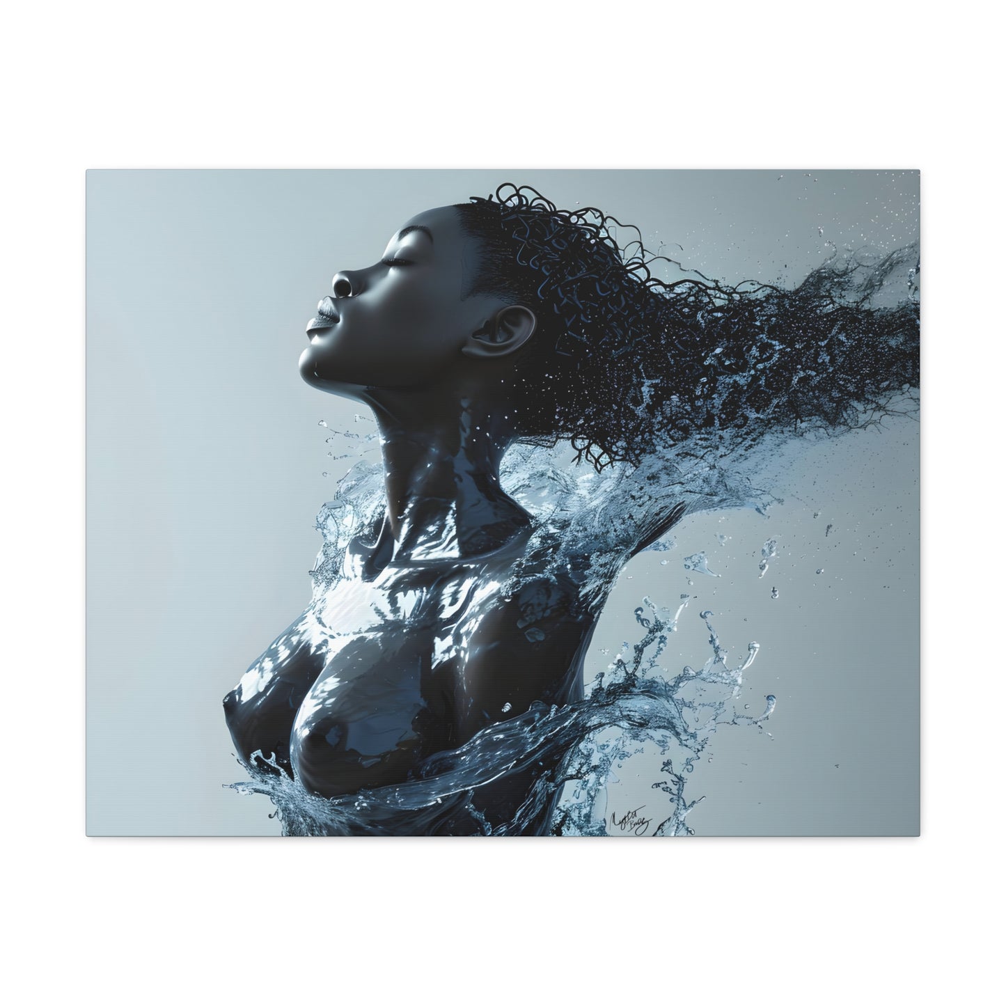 Moisturized and Unbothered Afrocentric Black Woman Art Canvas Wall Print