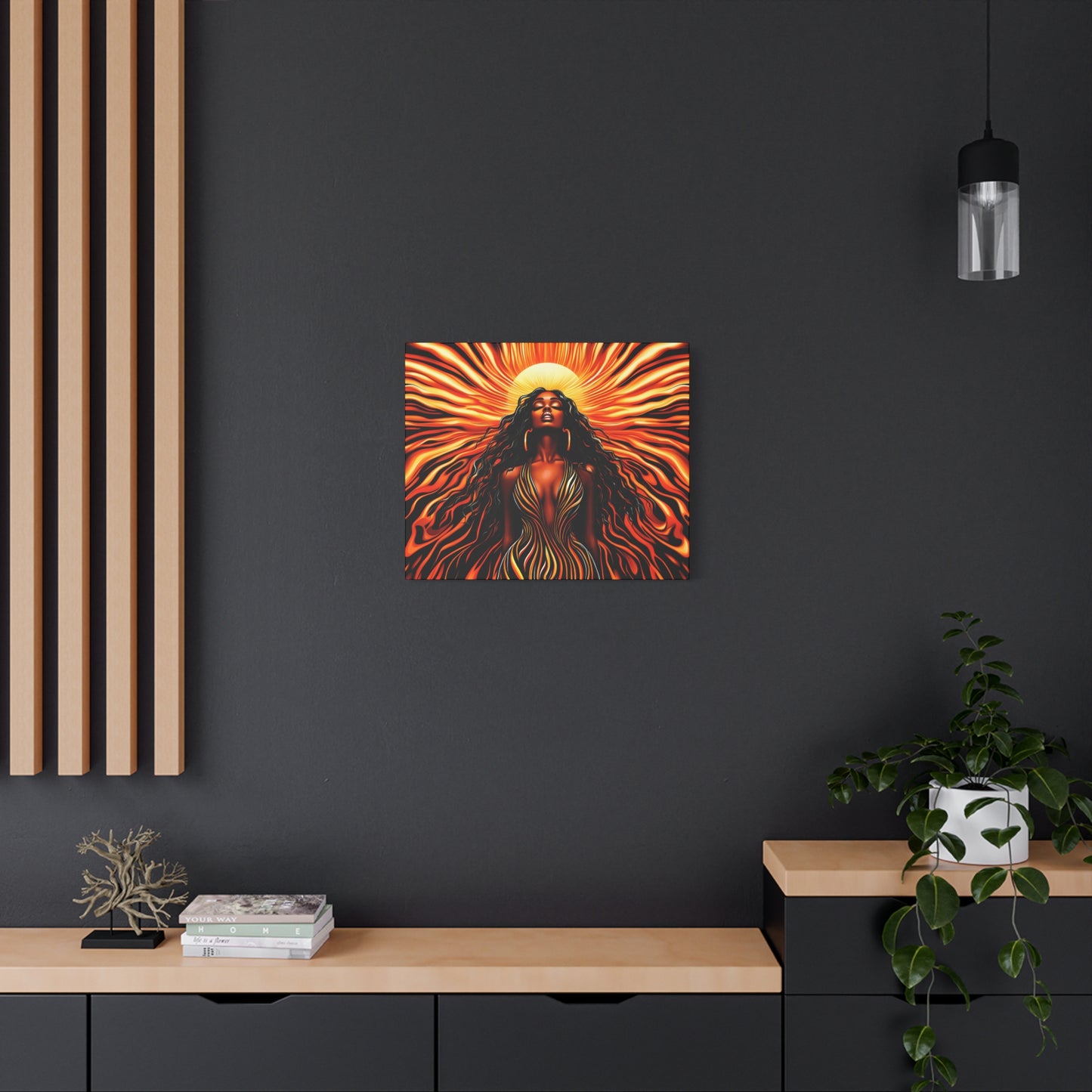 Sunkissed Afrocentric Black Woman Abstract Art Canvas Wall Print