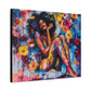 Flowers Blooming Everywhere Afrocentric Black Abstract Art Canvas Wall Print