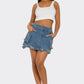 Trendy Utility Denim Maxi Skirt