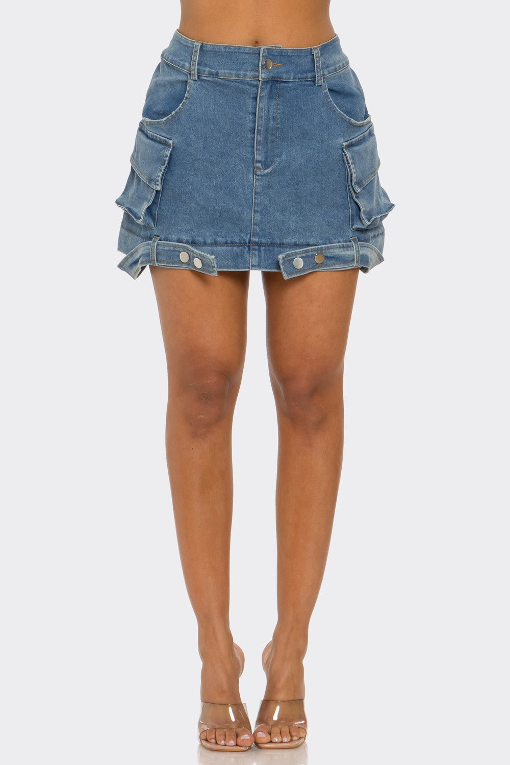 Trendy Utility Denim Maxi Skirt