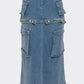 Trendy Utility Denim Maxi Skirt