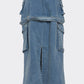 Trendy Utility Denim Maxi Skirt