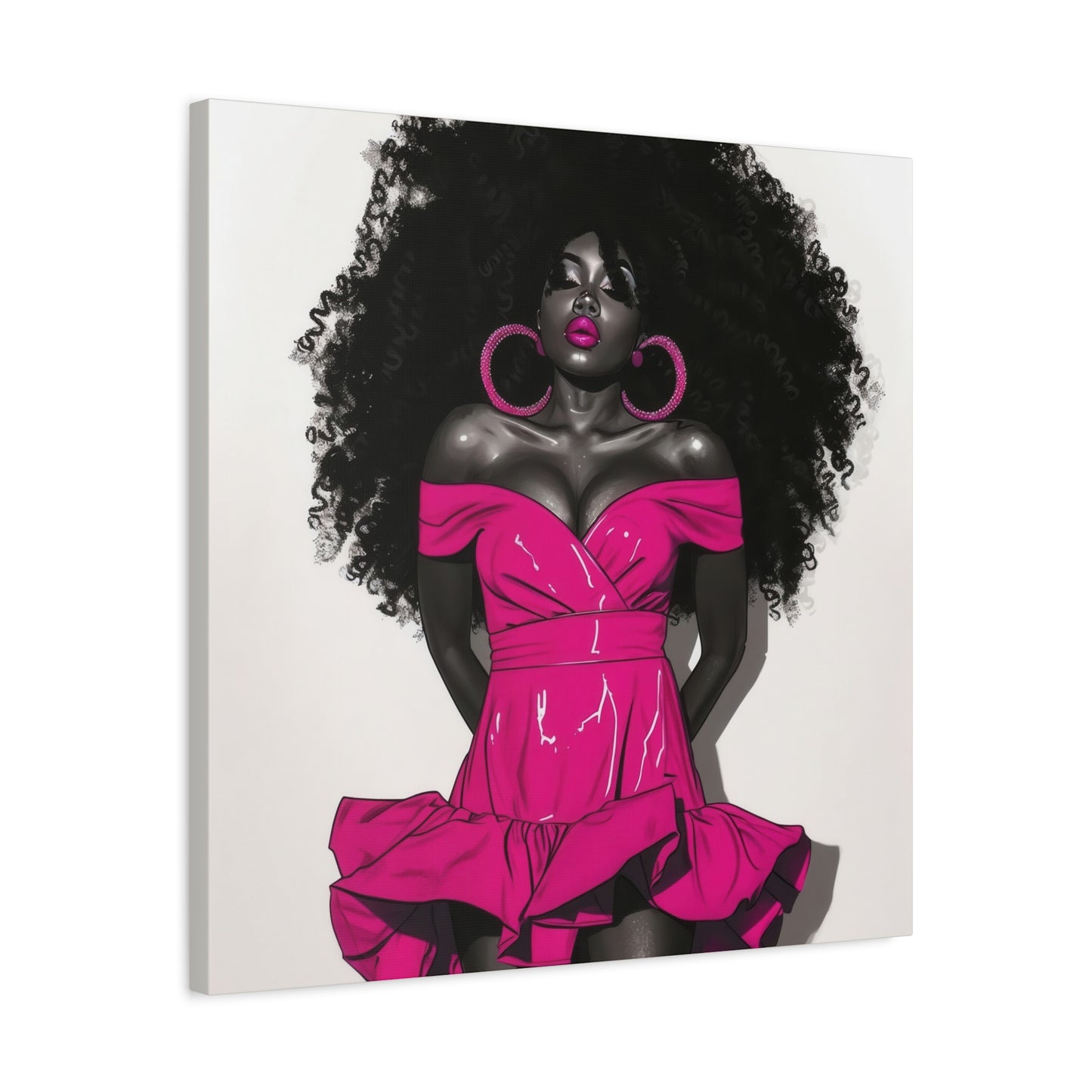 Pink Is My Color Black Woman Art Canvas Wall Print
