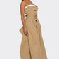 Trendy Strapless Belted Trench Maxi Dress