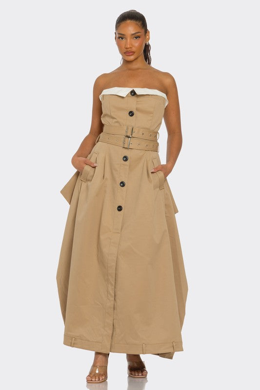 Plus Size Chic Reinvented Trench Maxi Dress - Xtreme Shopper