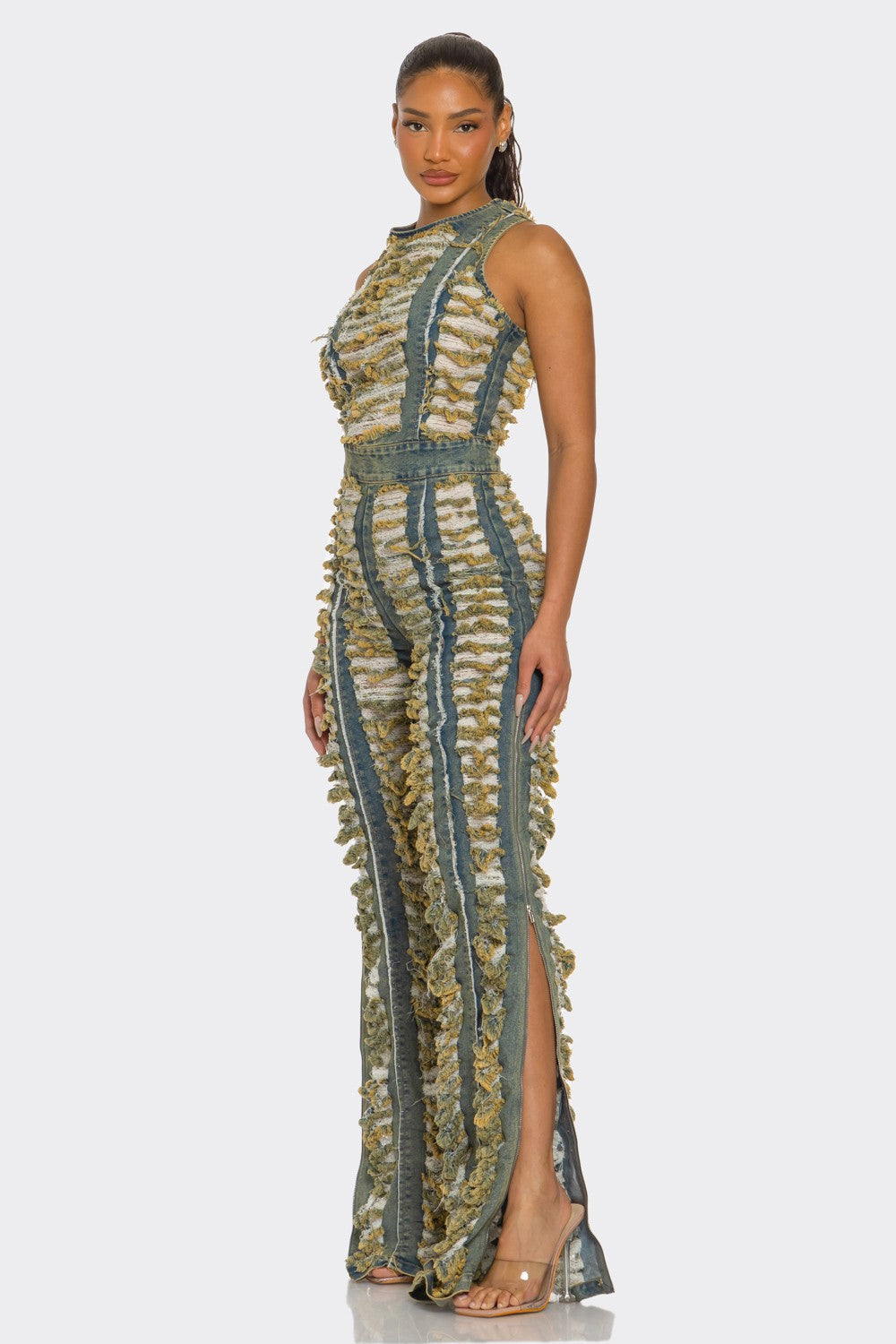 Trendy Sahara Fringe Textured Jumpsuit