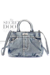 Washed Denim Top Handle Convertible Crossbody Bag - Xtreme Shopper