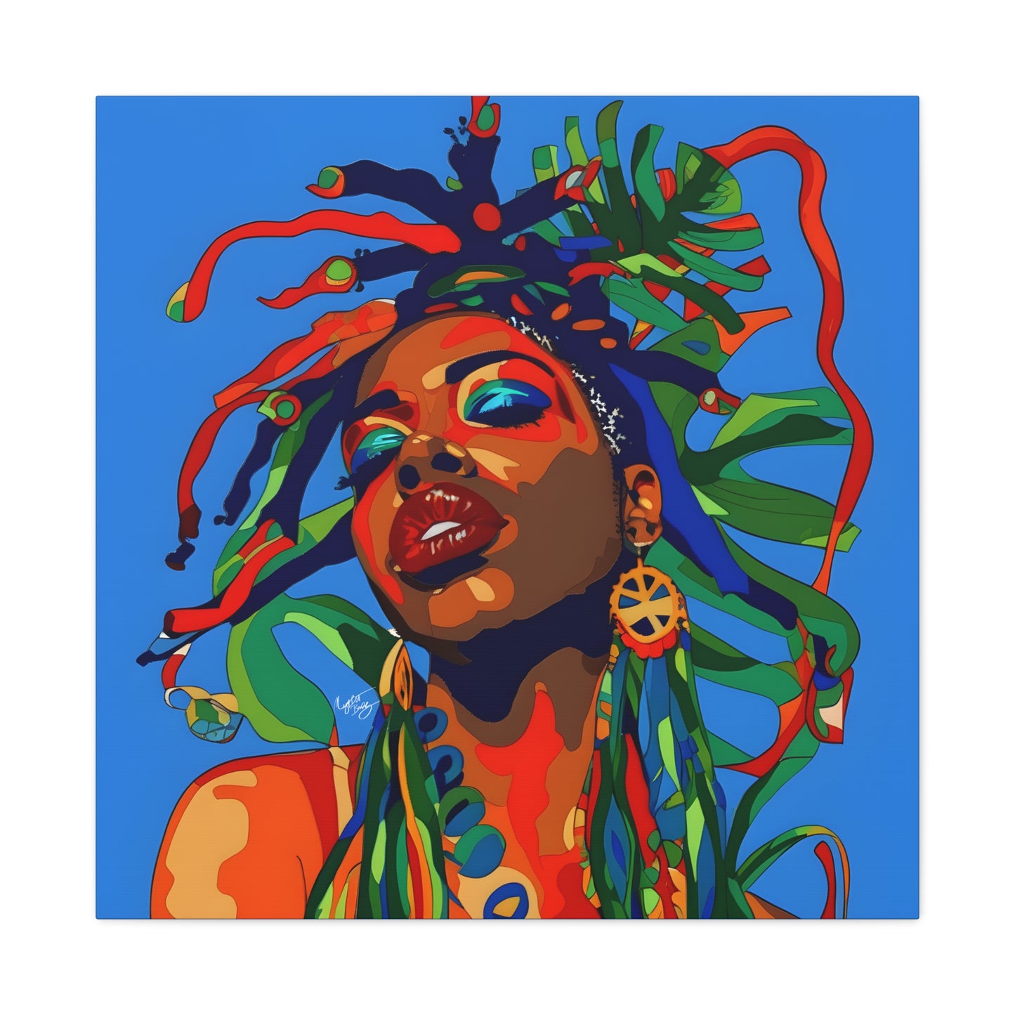 I'm Feeling It Afrocentric Black Woman Abstract Art Canvas Wall Print