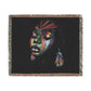Original Makeup Afrocentric Black Woman Abstract Art Woven Throw Blanket