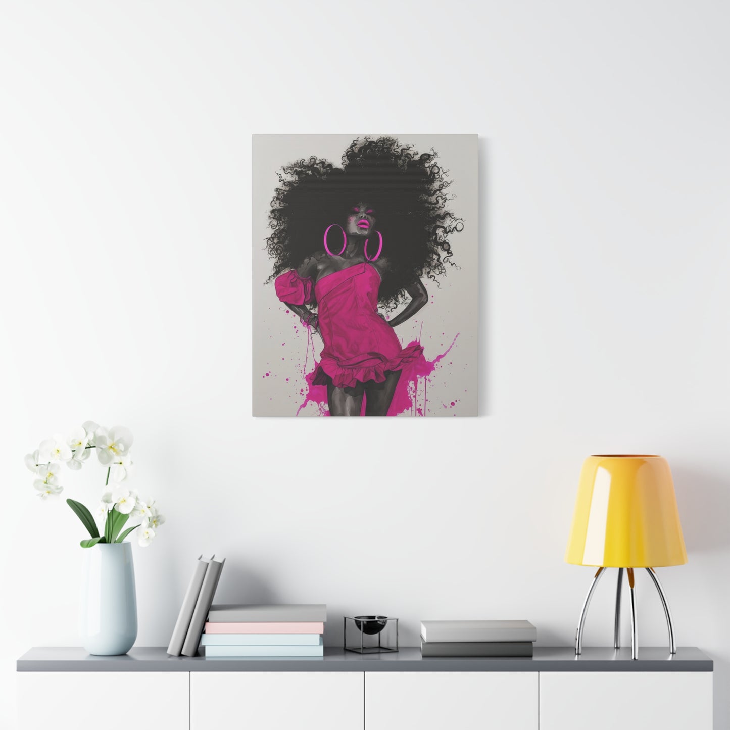Model Perfect In Pink — Afrocentric Inspirational Black Woman Canvas Wall Art