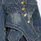 Trendy Clubwear Sculpted Denim Corset Jacket & Short Set - Xtreme Shopper
