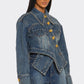 Trendy Clubwear Sculpted Denim Corset Jacket & Short Set - Xtreme Shopper