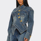 Trendy Clubwear Sculpted Denim Corset Jacket & Short Set - Xtreme Shopper