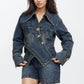 Trendy Clubwear Sculpted Denim Corset Jacket & Short Set - Xtreme Shopper