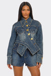 Trendy Clubwear Sculpted Denim Corset Jacket & Short Set - Xtreme Shopper