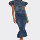 Trendy Ruffled Hem Denim Skirt Set - Xtreme Shopper