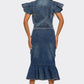 Trendy Ruffled Hem Denim Skirt Set - Xtreme Shopper