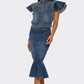 Trendy Ruffled Hem Denim Skirt Set - Xtreme Shopper