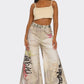 Street Poet Graffiti Streetwear Wide-Leg Jeans - Xtreme Shopper