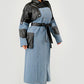 Trendy Two-Tone Denim & Faux Leather Trench Coat - Xtreme Shopper