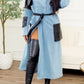 Trendy Two-Tone Denim & Faux Leather Trench Coat - Xtreme Shopper