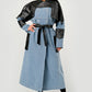 Trendy Two-Tone Denim & Faux Leather Trench Coat - Xtreme Shopper