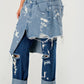 Plus Size Trendy Streetwear Double-Layer Destroyed Denim Jeans - Xtreme Shopper