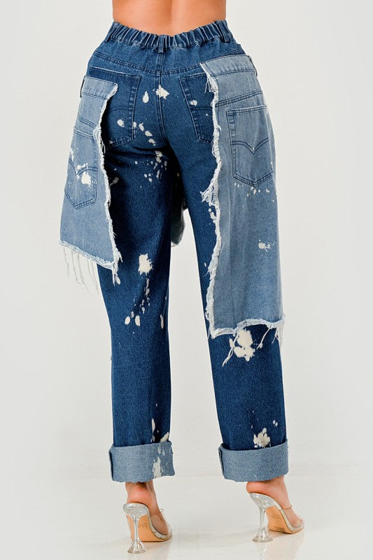 Trendy Streetwear Double-Layer Destroyed Denim Jeans - Xtreme Shopper