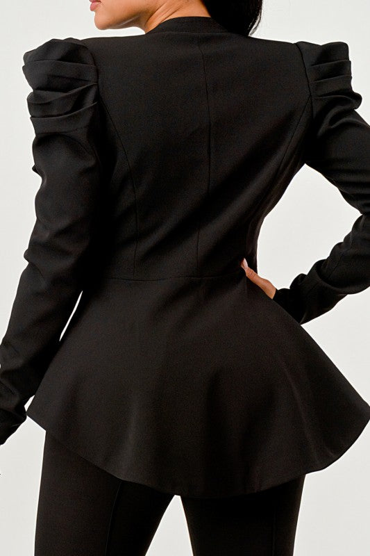 Trendy Ruched Shoulder Wide Collar Pant Set - Xtreme Shopper