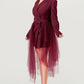 Plus Size Tulle Overlay Belted Blazer Dress - Xtreme Shopper