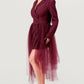 Plus Size Tulle Overlay Belted Blazer Dress - Xtreme Shopper