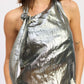 Trendy Silver Metallic One Shoulder Backless Party Blouse - Xtreme Shopper