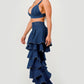 Trendy Clubwear Denim Ruffled Wide Leg Pant Two-Piece Set - Xtreme Shopper