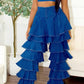 Trendy Clubwear Denim Ruffled Wide Leg Pant Two-Piece Set - Xtreme Shopper