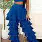 Trendy Clubwear Denim Ruffled Wide Leg Pant Two-Piece Set - Xtreme Shopper